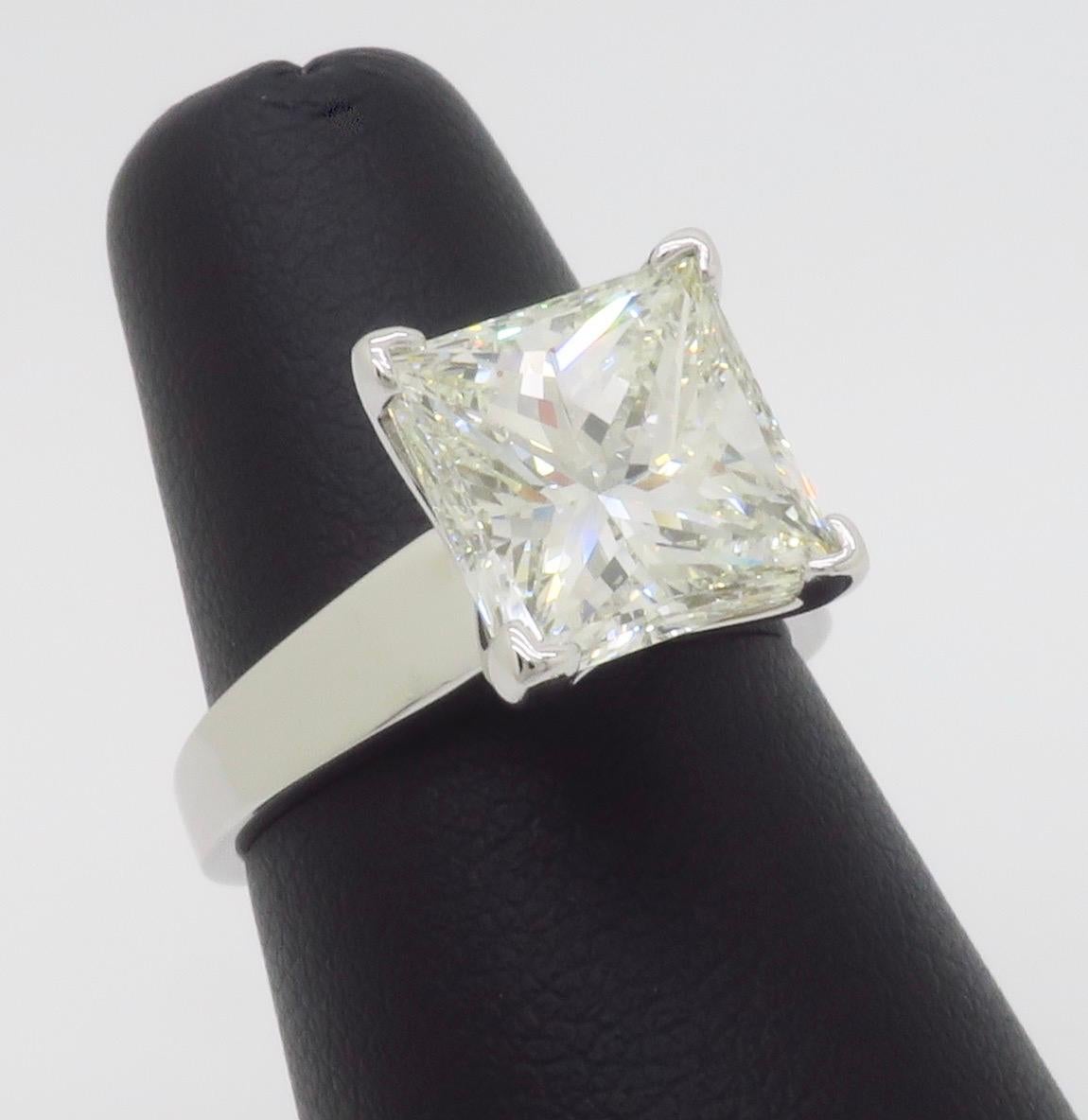 AGS Certified 3.82CT Princess Cut Diamond Solitaire Ring 6