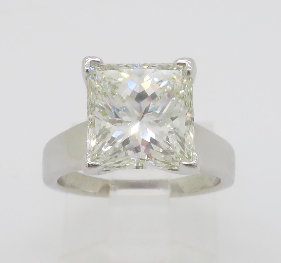 AGS Certified 3.82CT Princess Cut Diamond Solitaire Ring 9