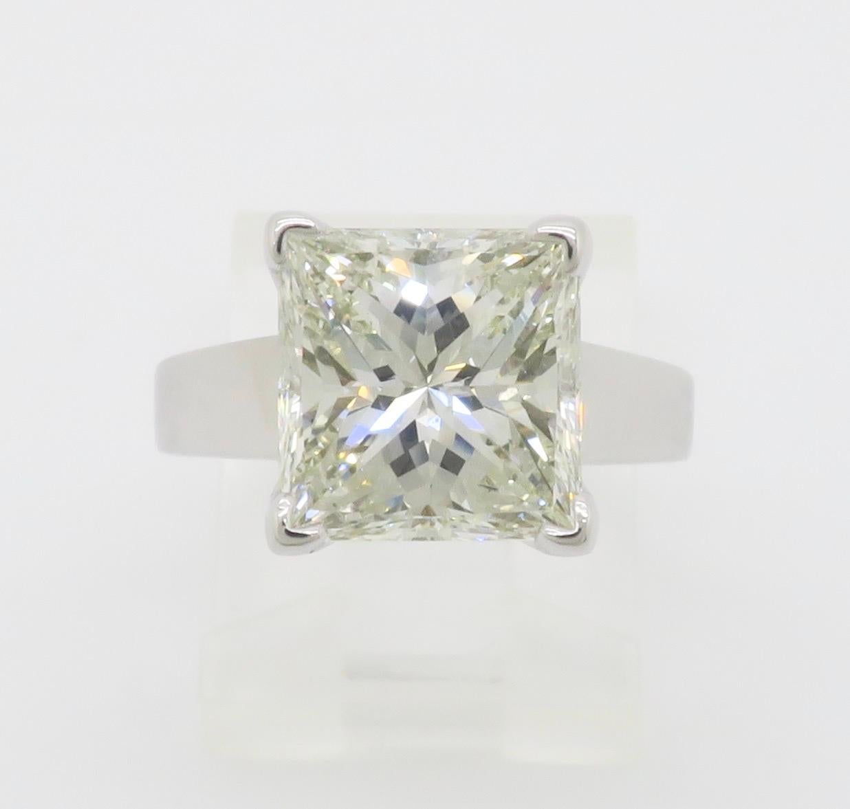 AGS Certified 3.82CT Princess Cut Diamond Solitaire Ring 10