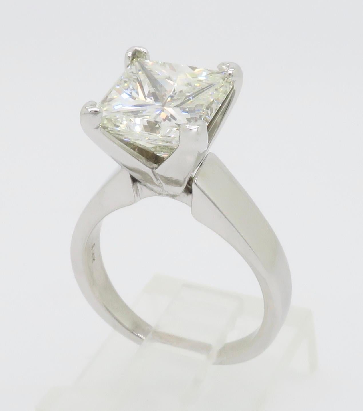 AGS Certified 3.82CT Princess Cut Diamond Solitaire Ring 11