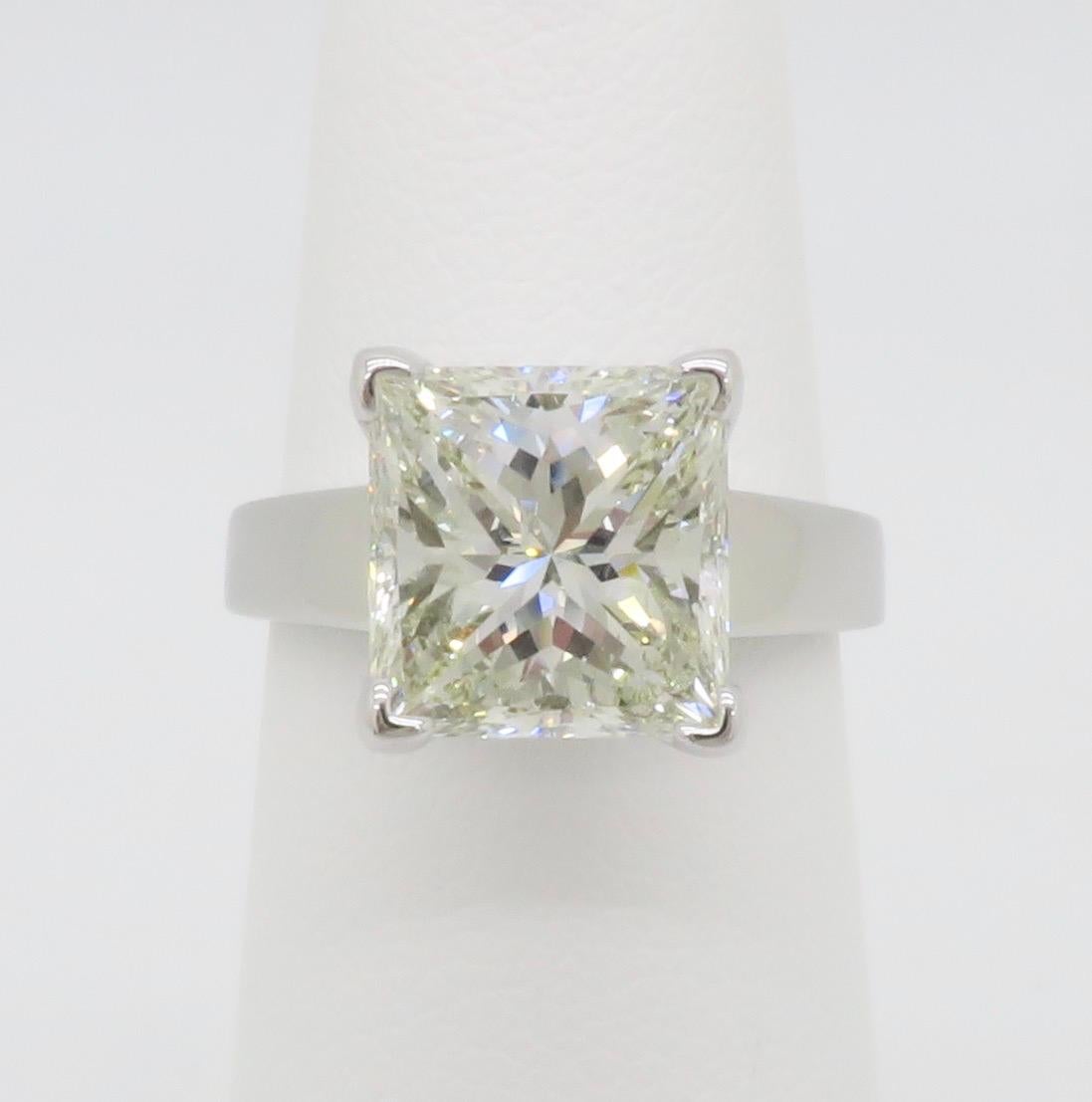 AGS Certified 3.82CT Princess Cut Diamond Solitaire Ring In Excellent Condition In Webster, NY