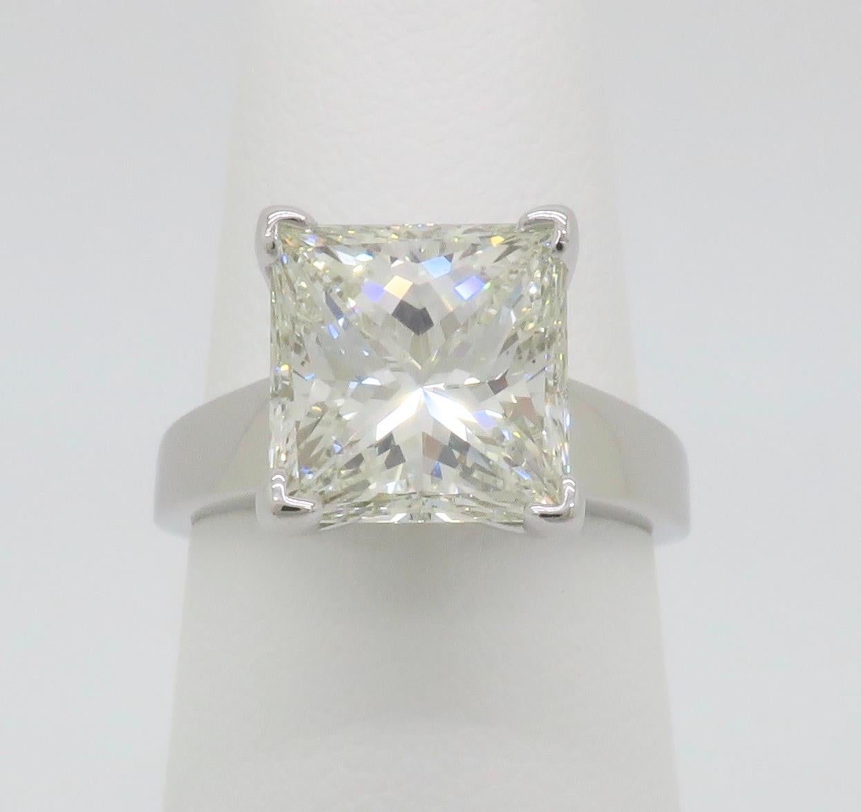 Women's or Men's AGS Certified 3.82CT Princess Cut Diamond Solitaire Ring