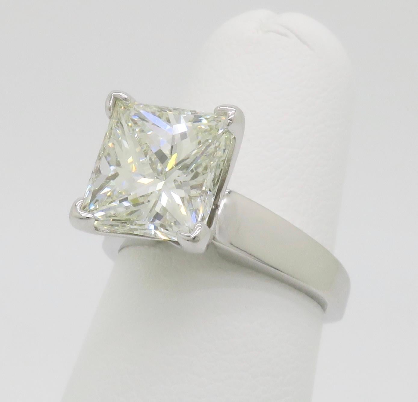 AGS Certified 3.82CT Princess Cut Diamond Solitaire Ring 1