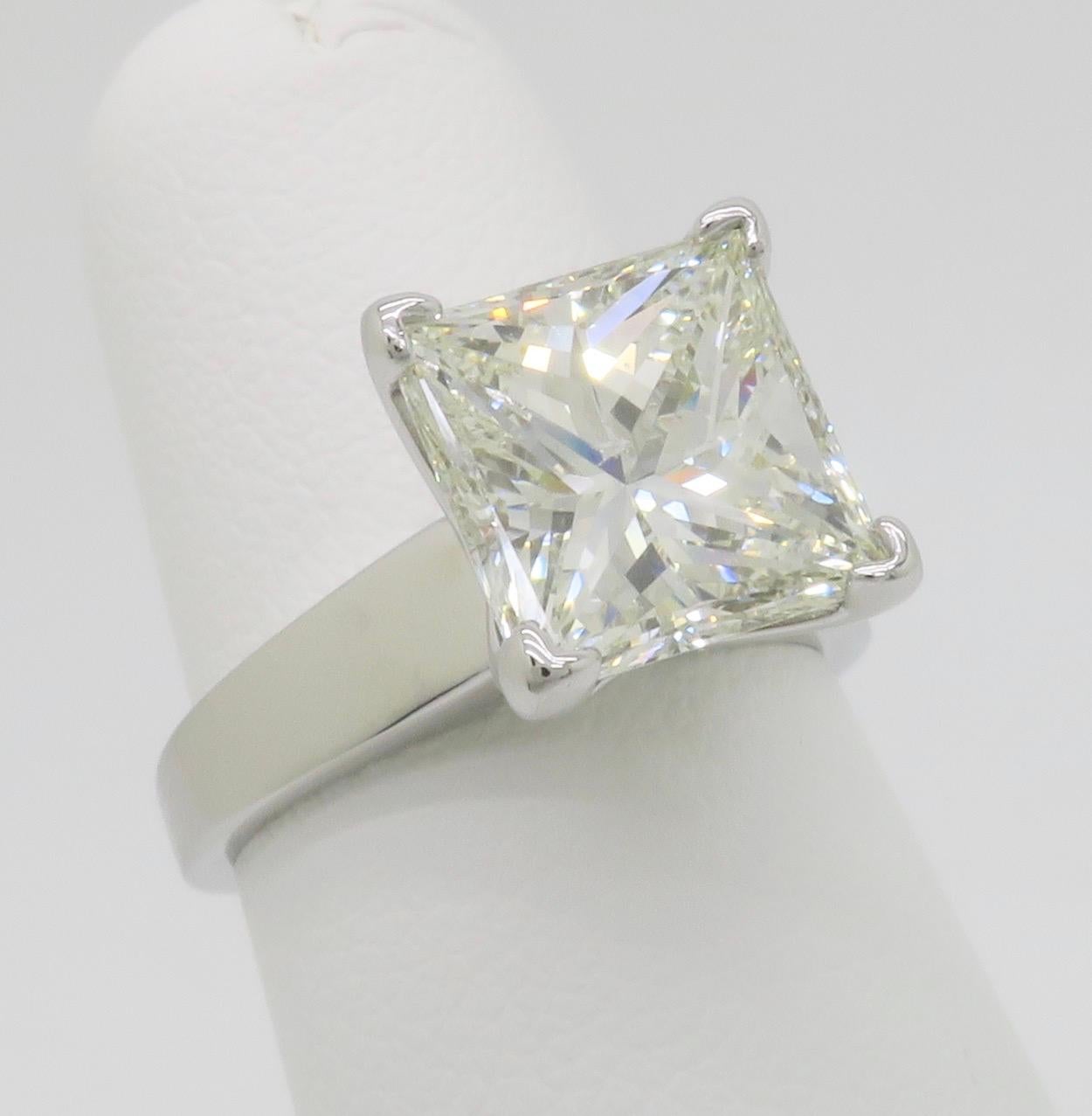 AGS Certified 3.82CT Princess Cut Diamond Solitaire Ring 2