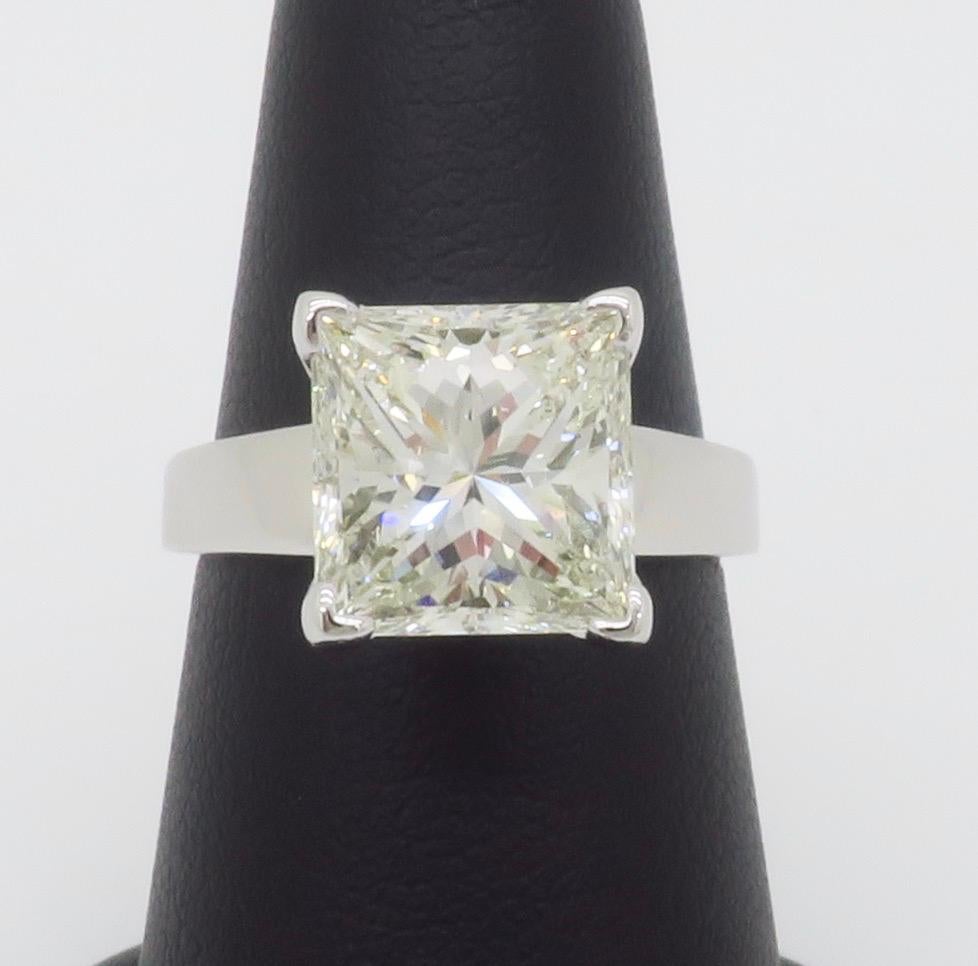 AGS Certified 3.82CT Princess Cut Diamond Solitaire Ring 3