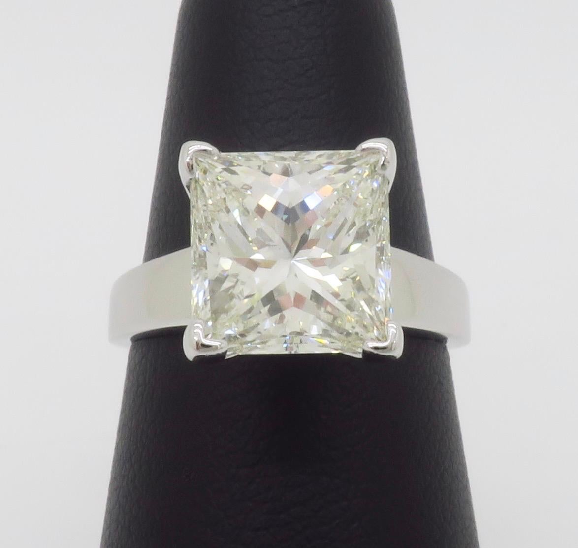 AGS Certified 3.82CT Princess Cut Diamond Solitaire Ring 4