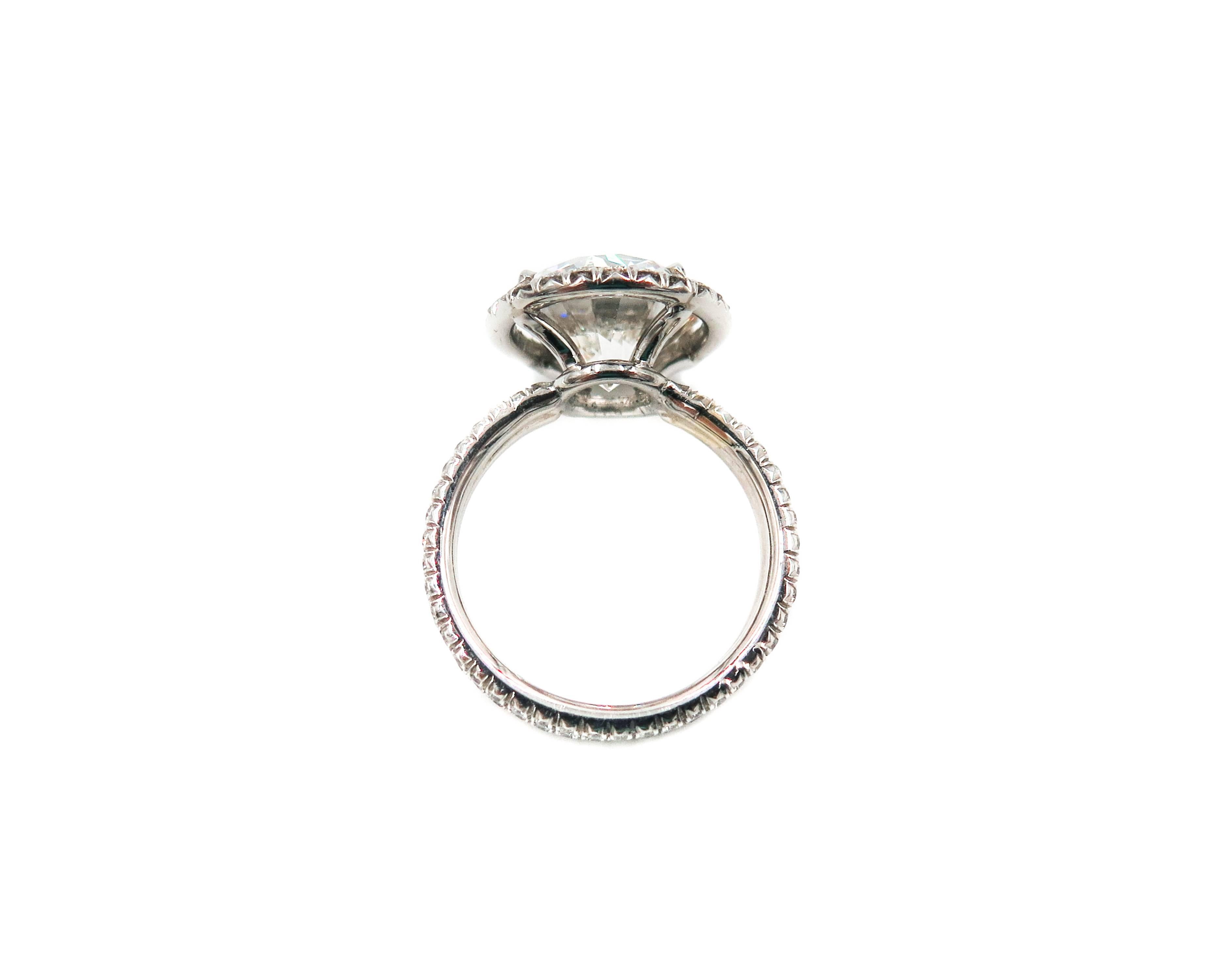 Modern AGS Certified 5.45 Carat Ideal Cut Round Diamond Platinum Engagement Ring