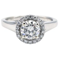 AGS Certified .79 Carat Round Diamond Halo Engagement Ring