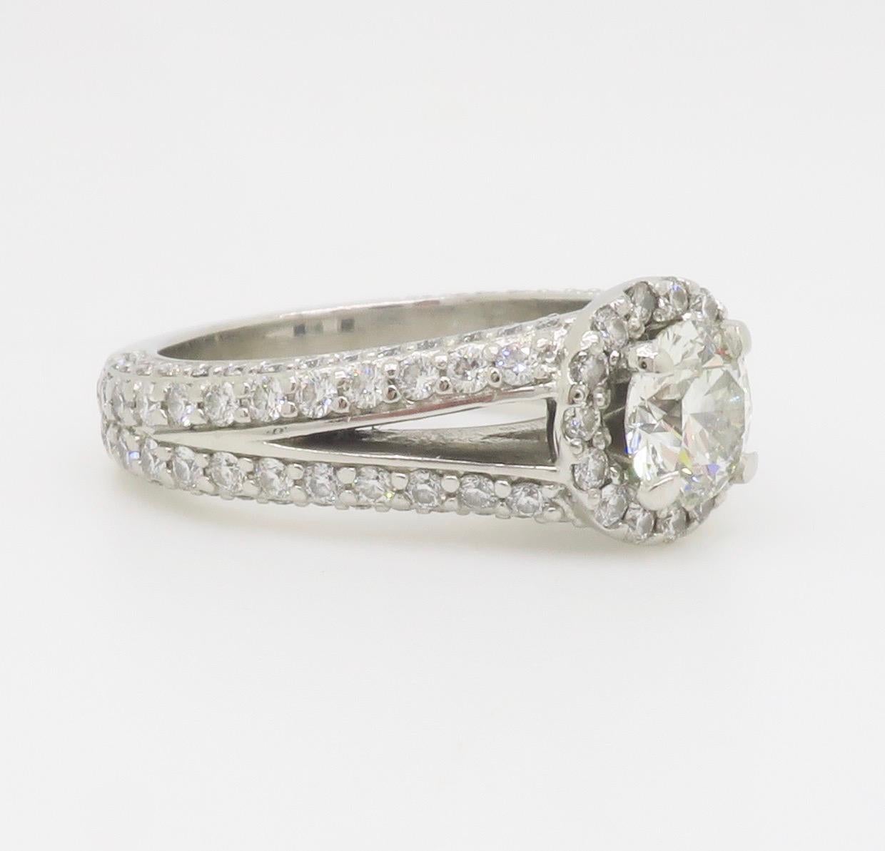 AGS Certified Diamond Halo Engagement Ring made by Brian Gavin For Sale 6
