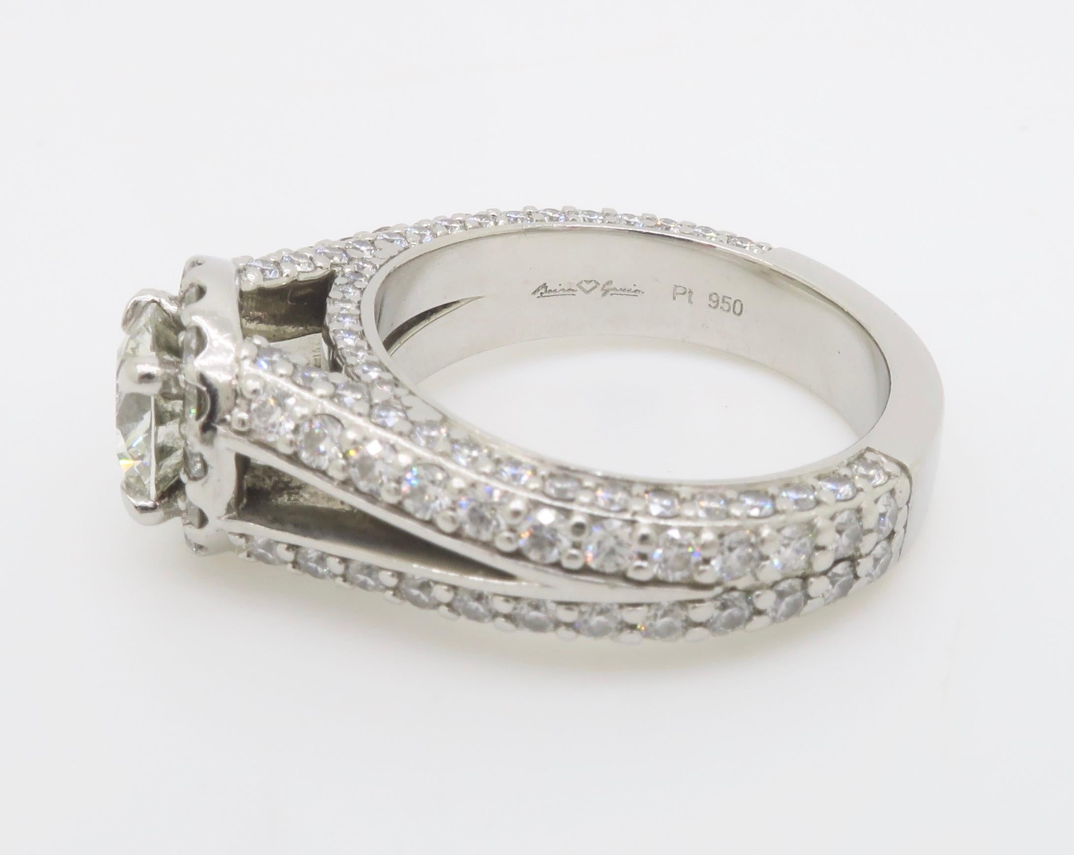 AGS Certified Diamond Halo Engagement Ring made by Brian Gavin For Sale 7