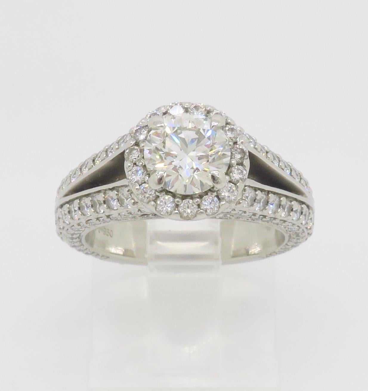 AGS Certified Diamond Halo Engagement Ring made by Brian Gavin For Sale 9