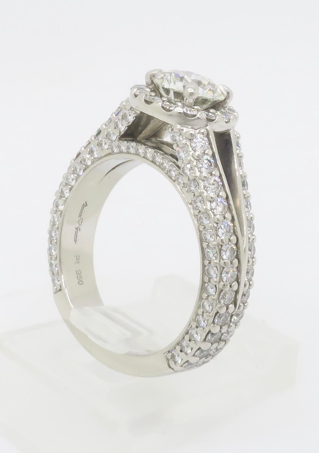 AGS Certified Diamond Halo Engagement Ring made by Brian Gavin For Sale 11