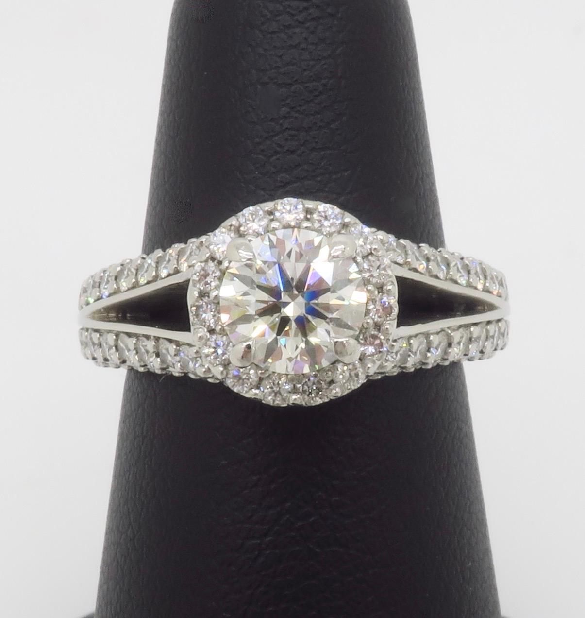 AGS Certified Diamond Halo Engagement Ring made by Brian Gavin For Sale 12