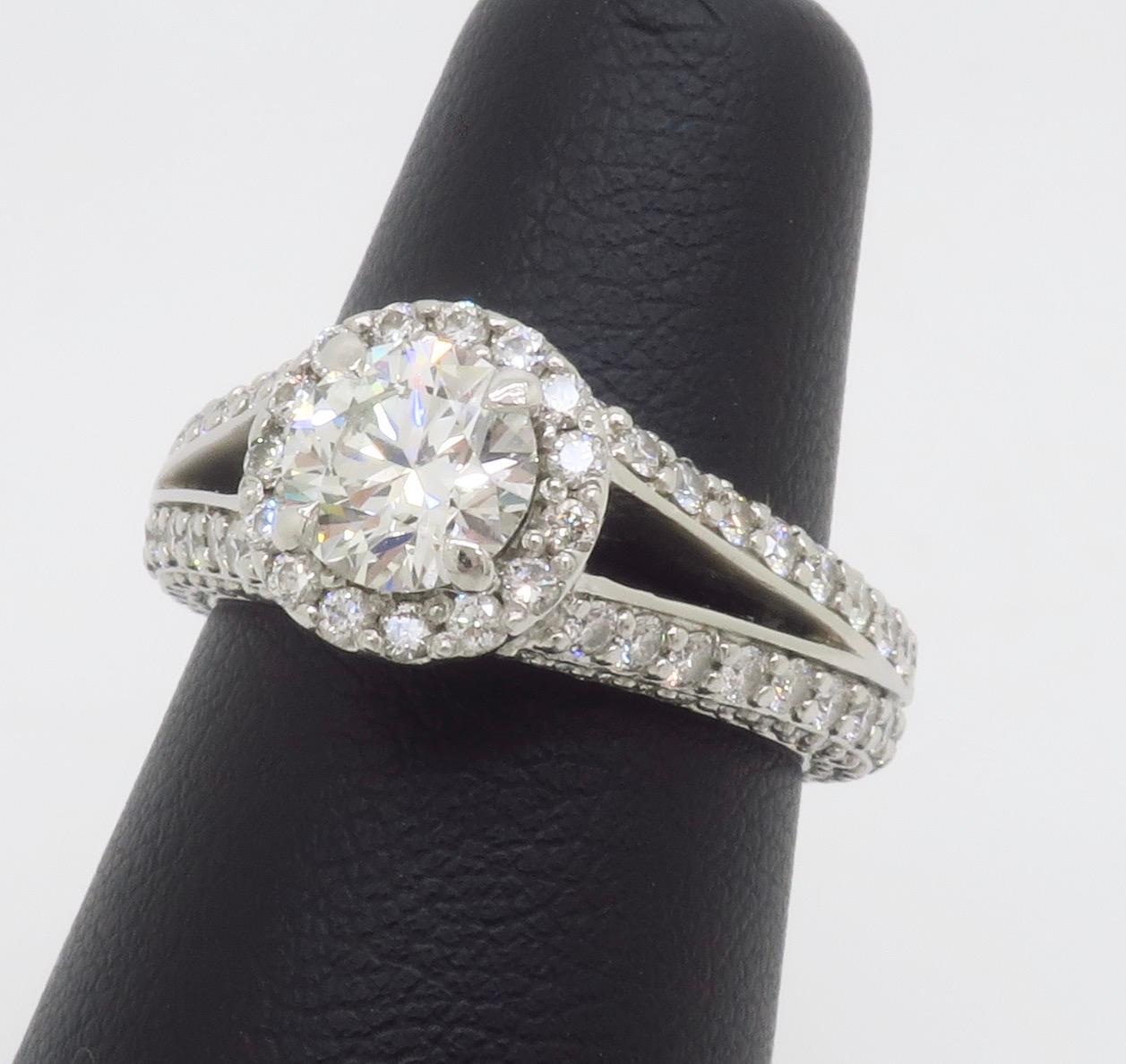 AGS Certified Diamond Halo Engagement Ring made by Brian Gavin For Sale 13