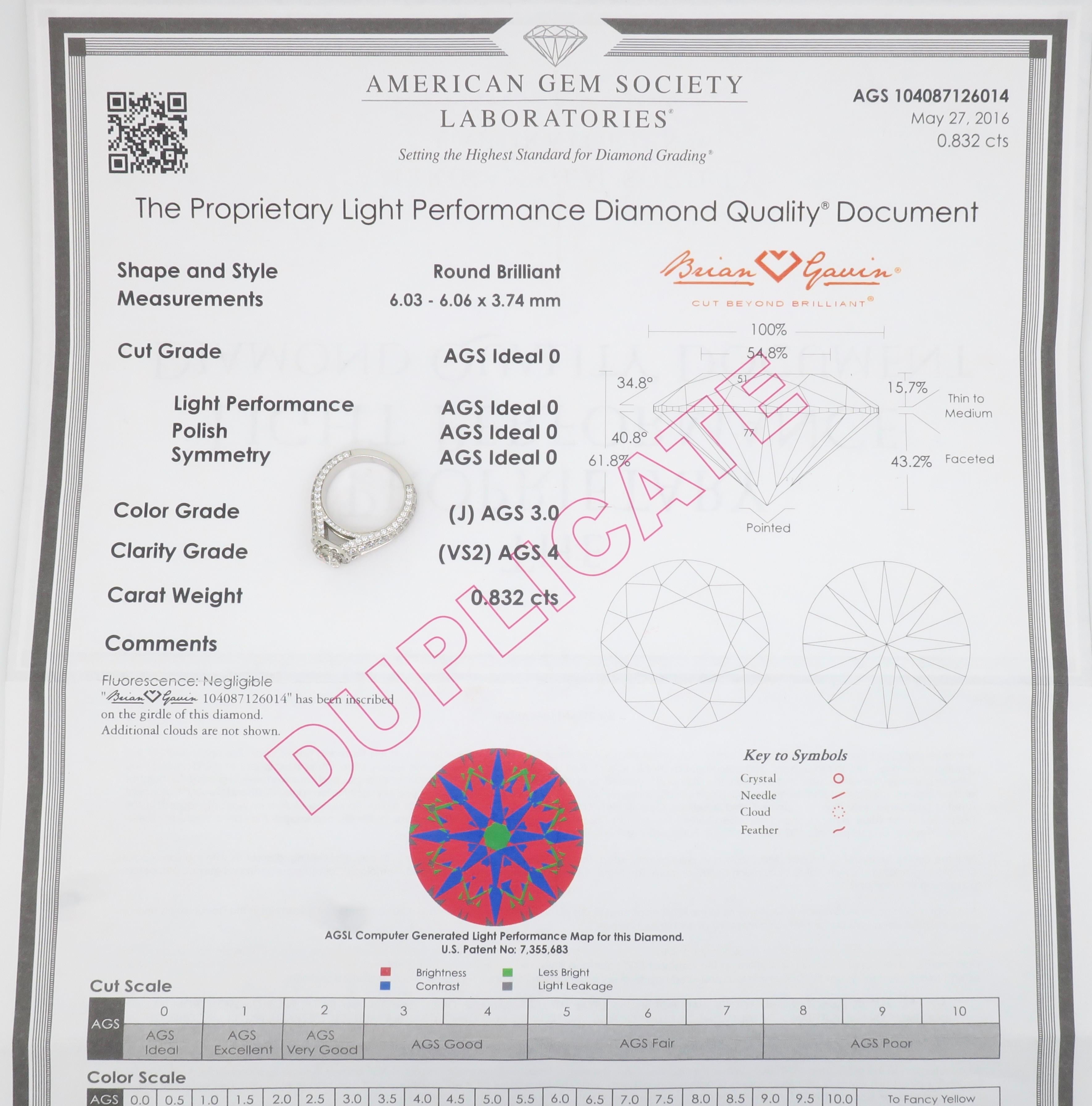 AGS Certified Diamond Halo Engagement Ring made by Brian Gavin For Sale 15