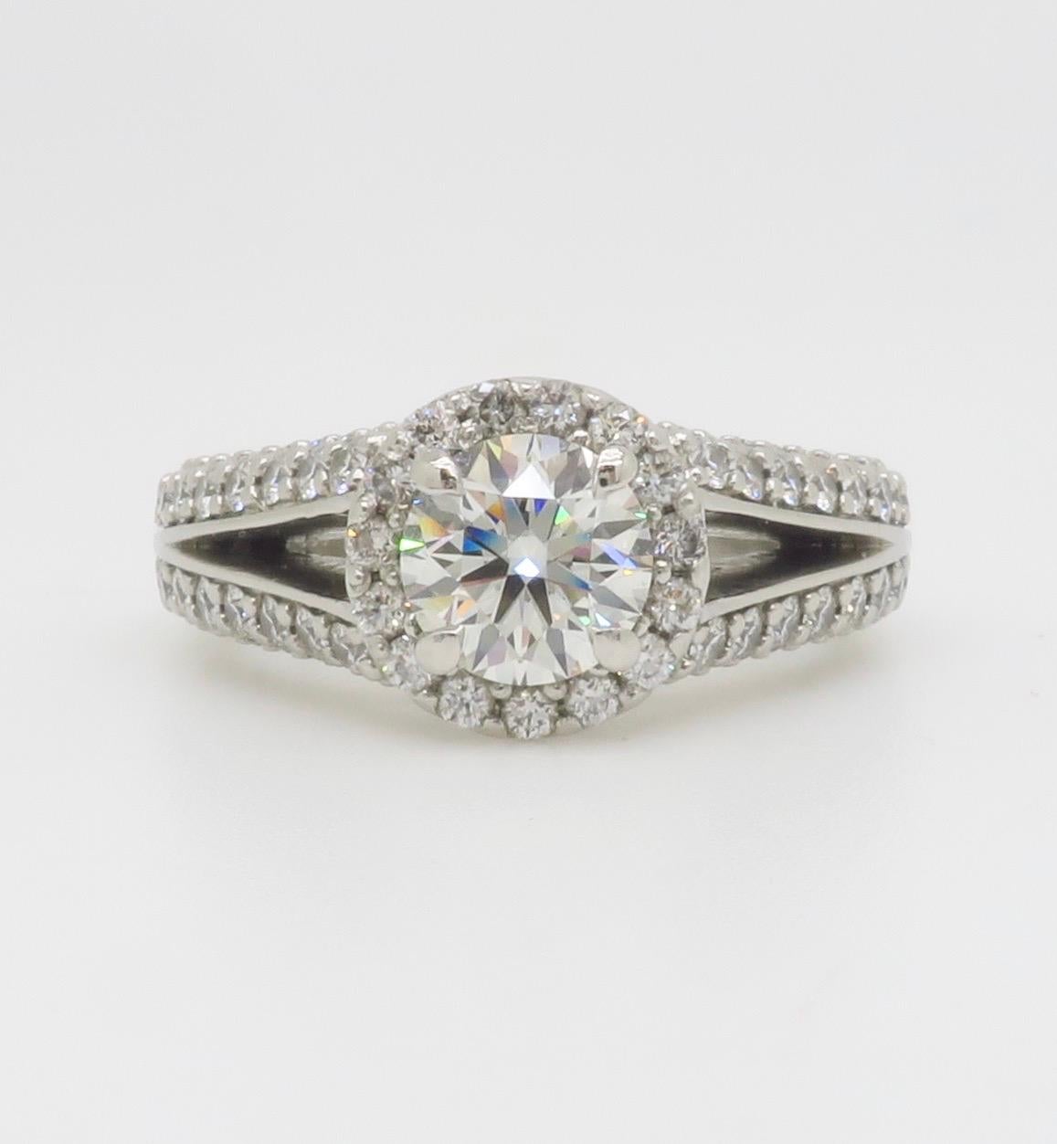 AGS Certified Diamond Halo Engagement Ring made by Brian Gavin For Sale 1
