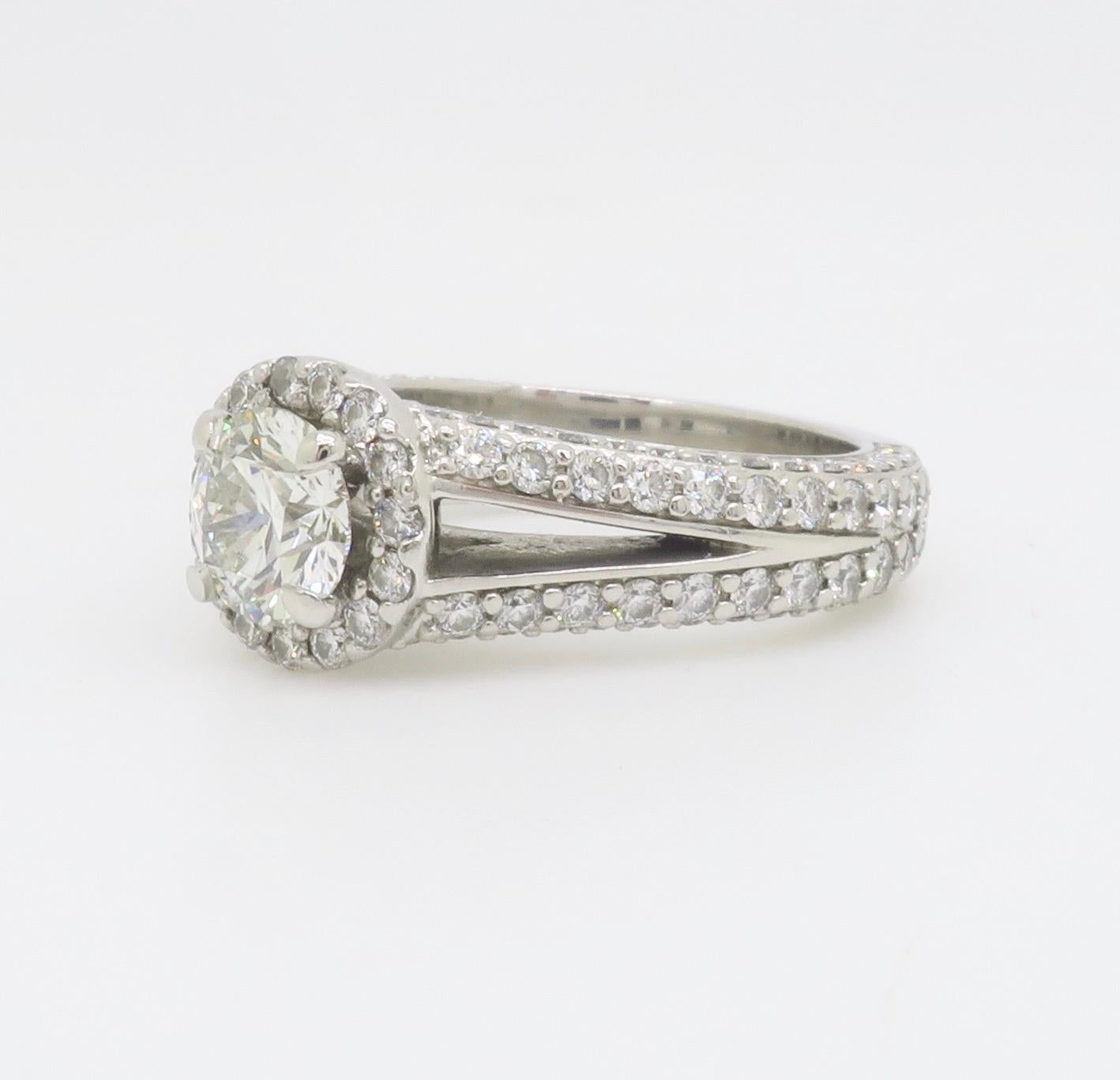 AGS Certified Diamond Halo Engagement Ring made by Brian Gavin For Sale 2