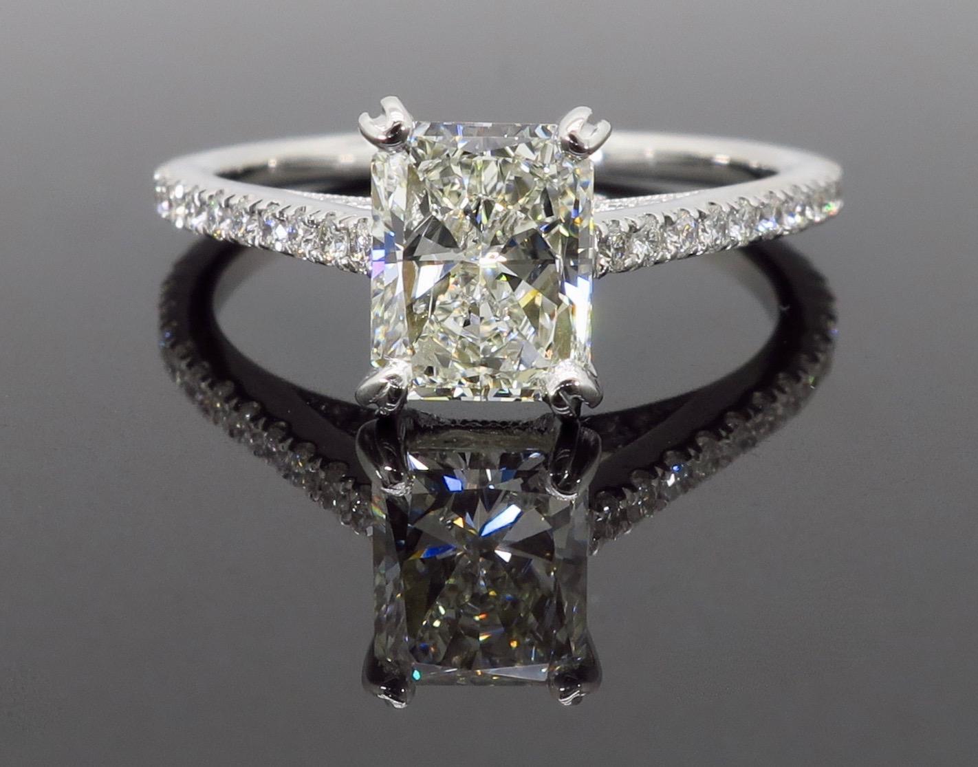 AGS Certified Diamond Sylvie Engagement Ring In Excellent Condition In Webster, NY