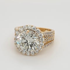 AGS Certified Natural Diamond 5.11 Carat K SI2 Gold Engagement Cocktail Ring