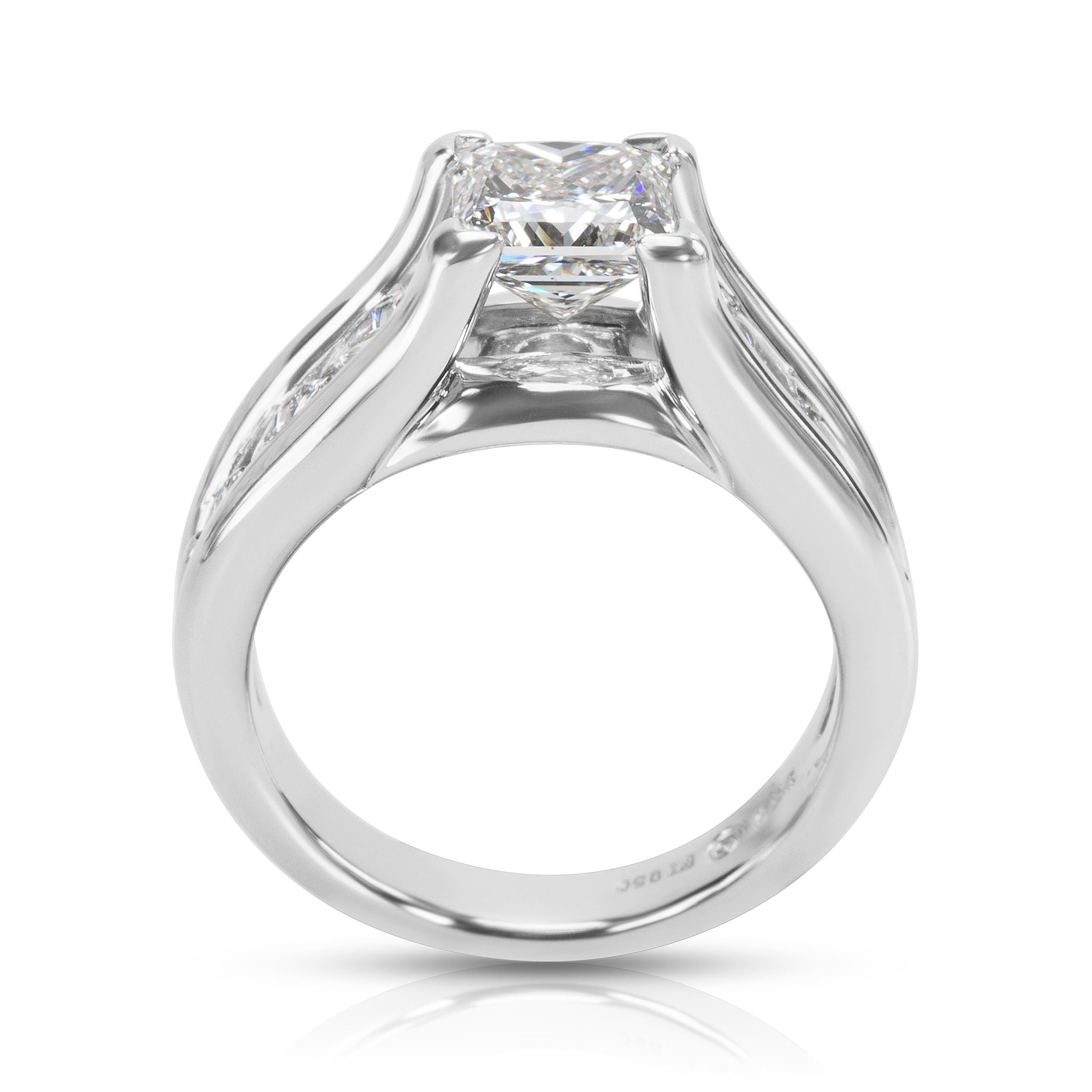 Princess Cut AGS Certified Princess Diamond Engagement Ring in Platinum G Vs2, 2.37 Carat