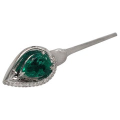 AGT Certified Colombian Emerald Calla Lilly Lapel Pin Brooch