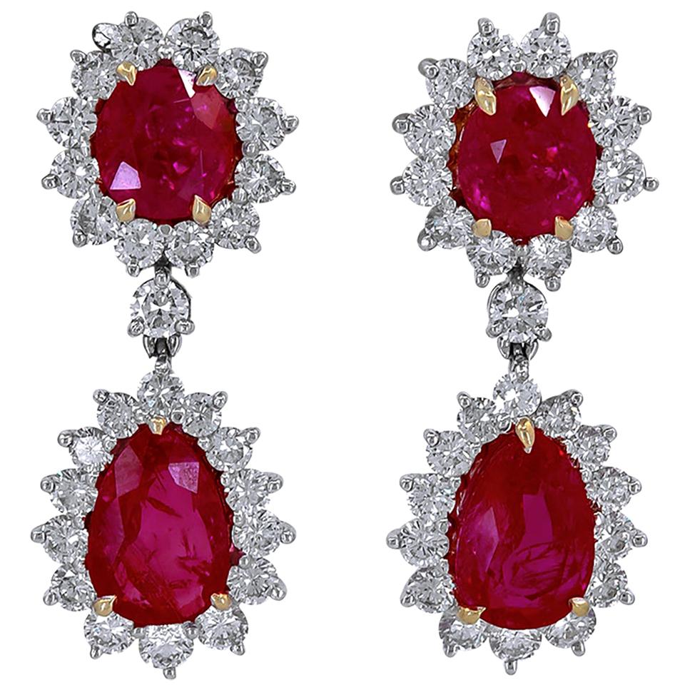 Spectra Fine Jewelry GRS Certified Burma Ruby Diamond Earrings