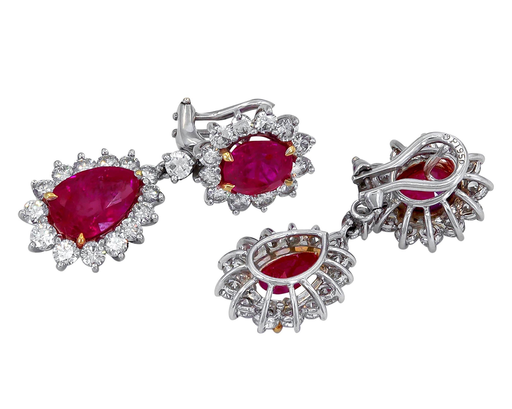 Oval Cut Spectra Fine Jewelry GRS Certified Burma Ruby Diamond Earrings