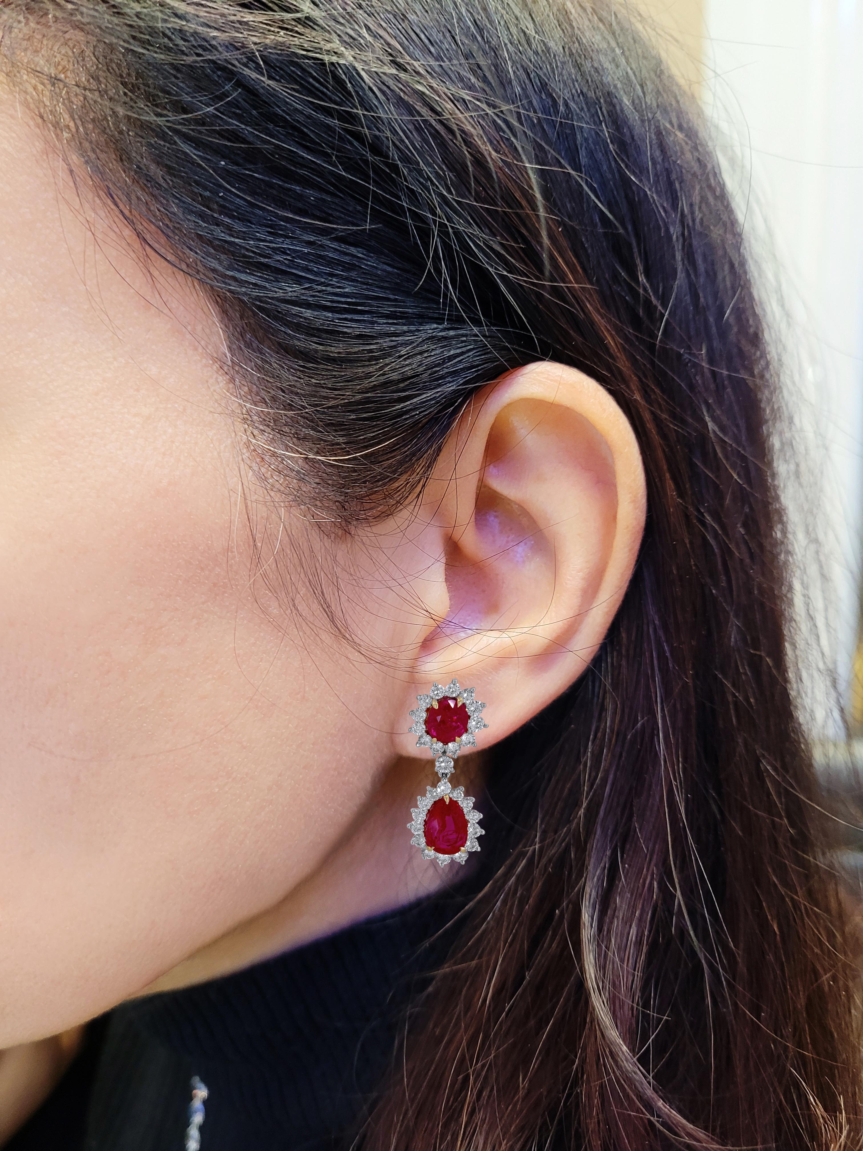 Spectra Fine Jewelry GRS Certified Burma Ruby Diamond Earrings In New Condition In New York, NY