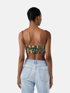 Agua by Agua Bendita Top plisado verde y naranja Talla XS