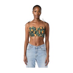 Agua by Agua Bendita Top plisado verde y naranja Talla XS Agua by Agua Bendita Top plisado verde y naranja Talla XS