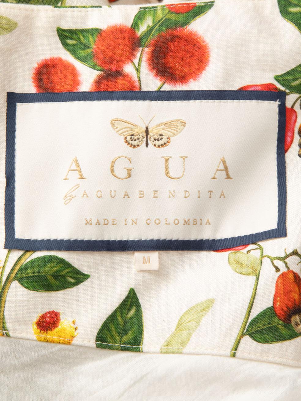 Agua by Agua Bendita Leinen Floral Halterneck Kleid Größe M im Angebot 1