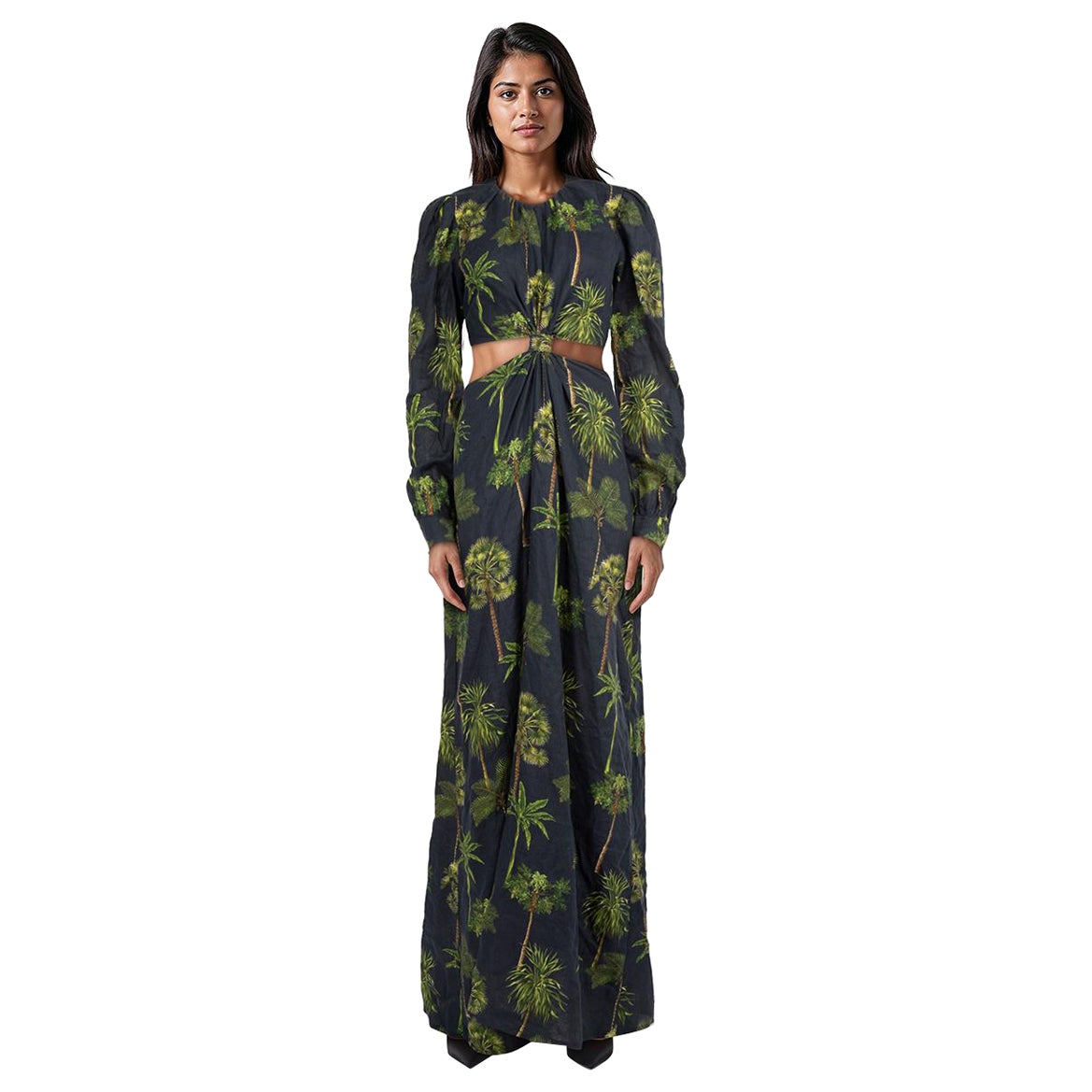 Agua by Agua Bendita Navy 
Green Parna Tropico Dress Size M For Sale