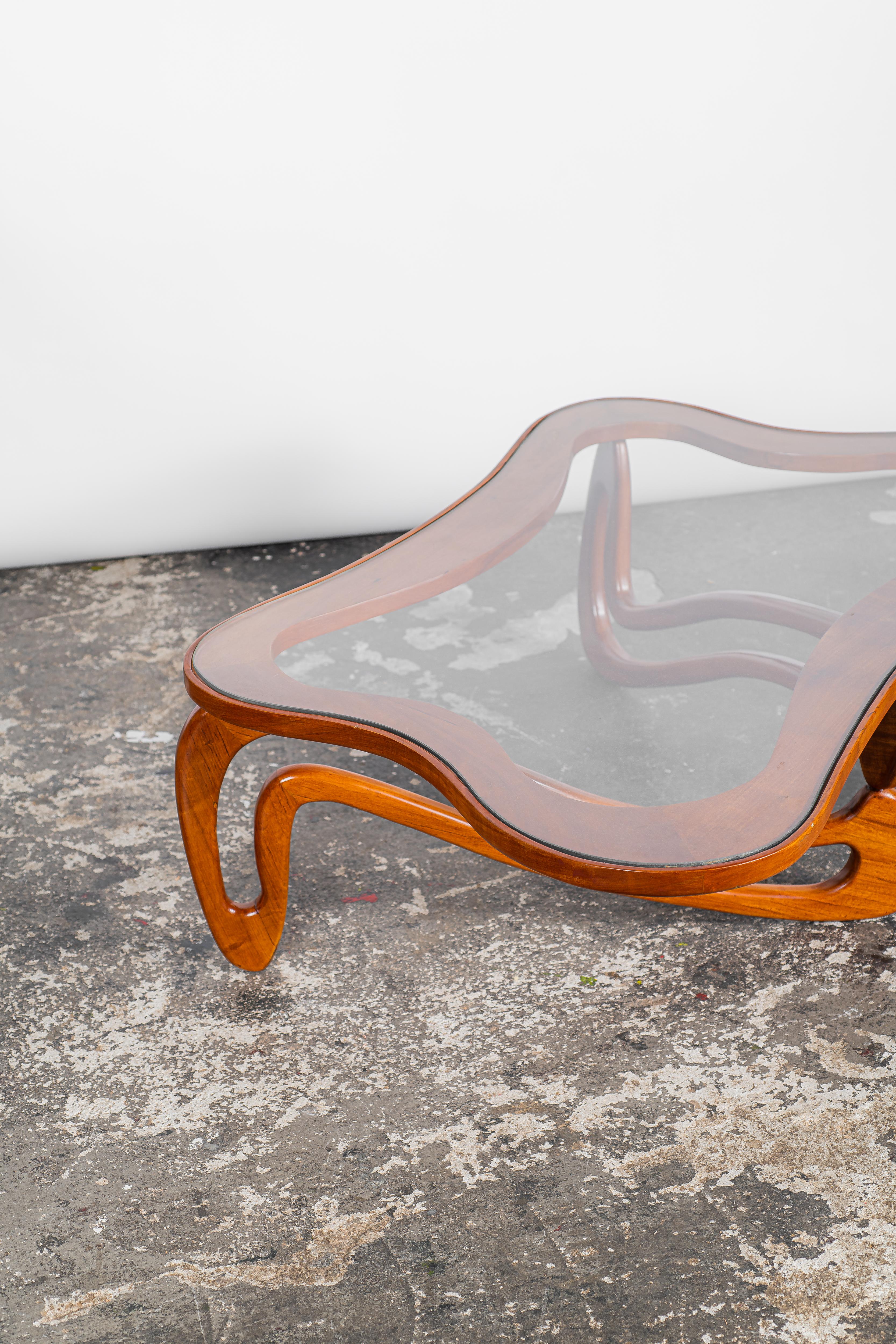 Mid-Century Modern Agua Coffee Table by Giuseppe Scapinelli, Brazil, 1950 Original Condition For Sale