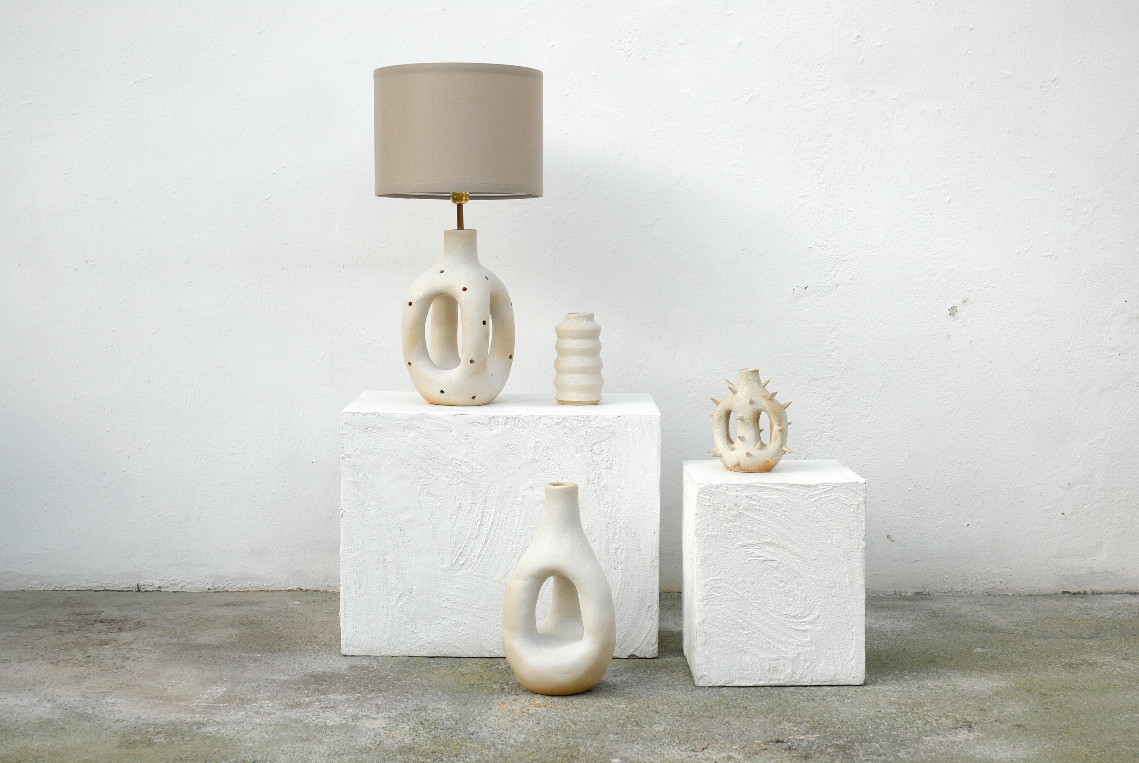 Fired Agua de Pau Table Lamp base handmade in Barcelona by niho Ceramics