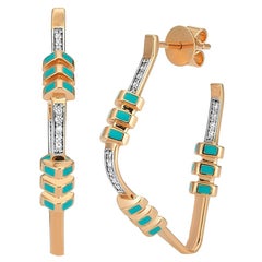 Pendientes Aguna en Oro Rosa con Diamante Blanco