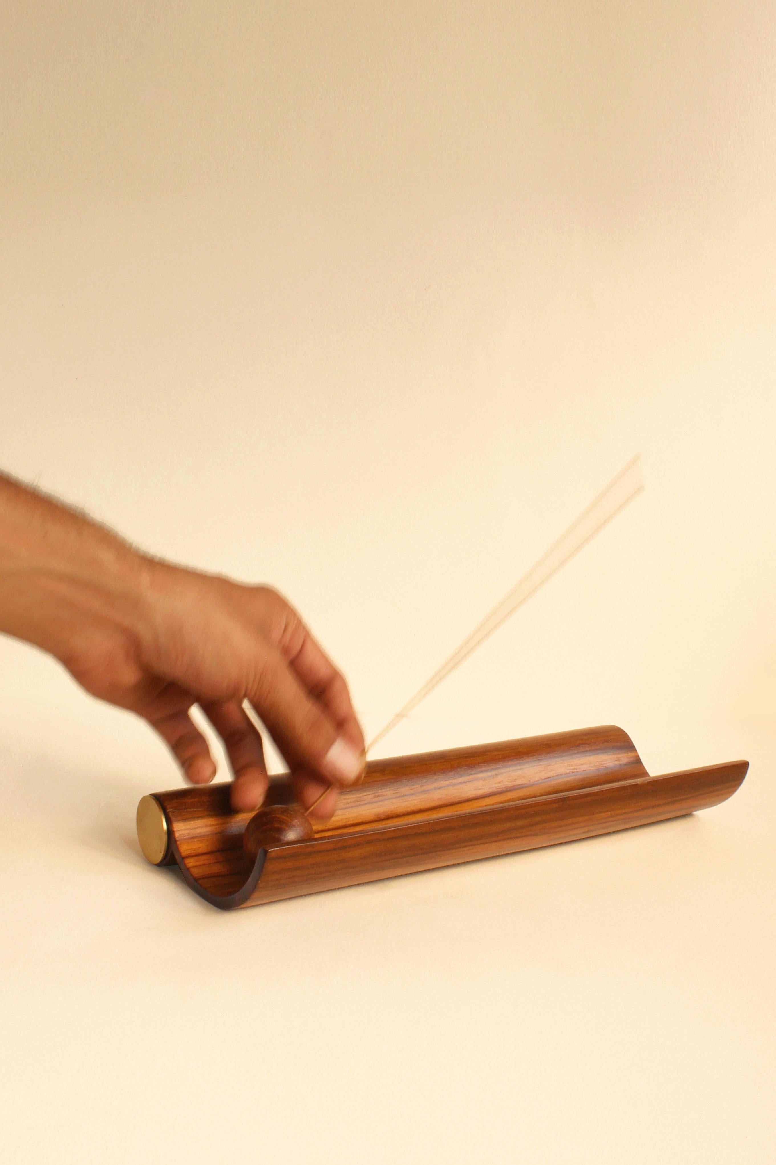 Wood Aguru Incense Stick Holder by Studio Indigene For Sale