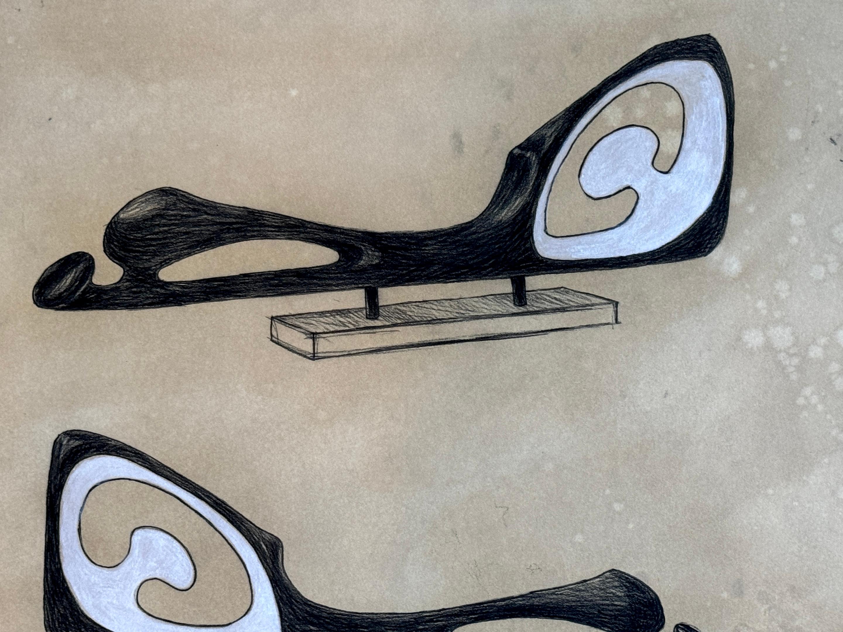Paper Agustín Cárdenas Drawing Study for Abstract Sculpture, Untitled II For Sale
