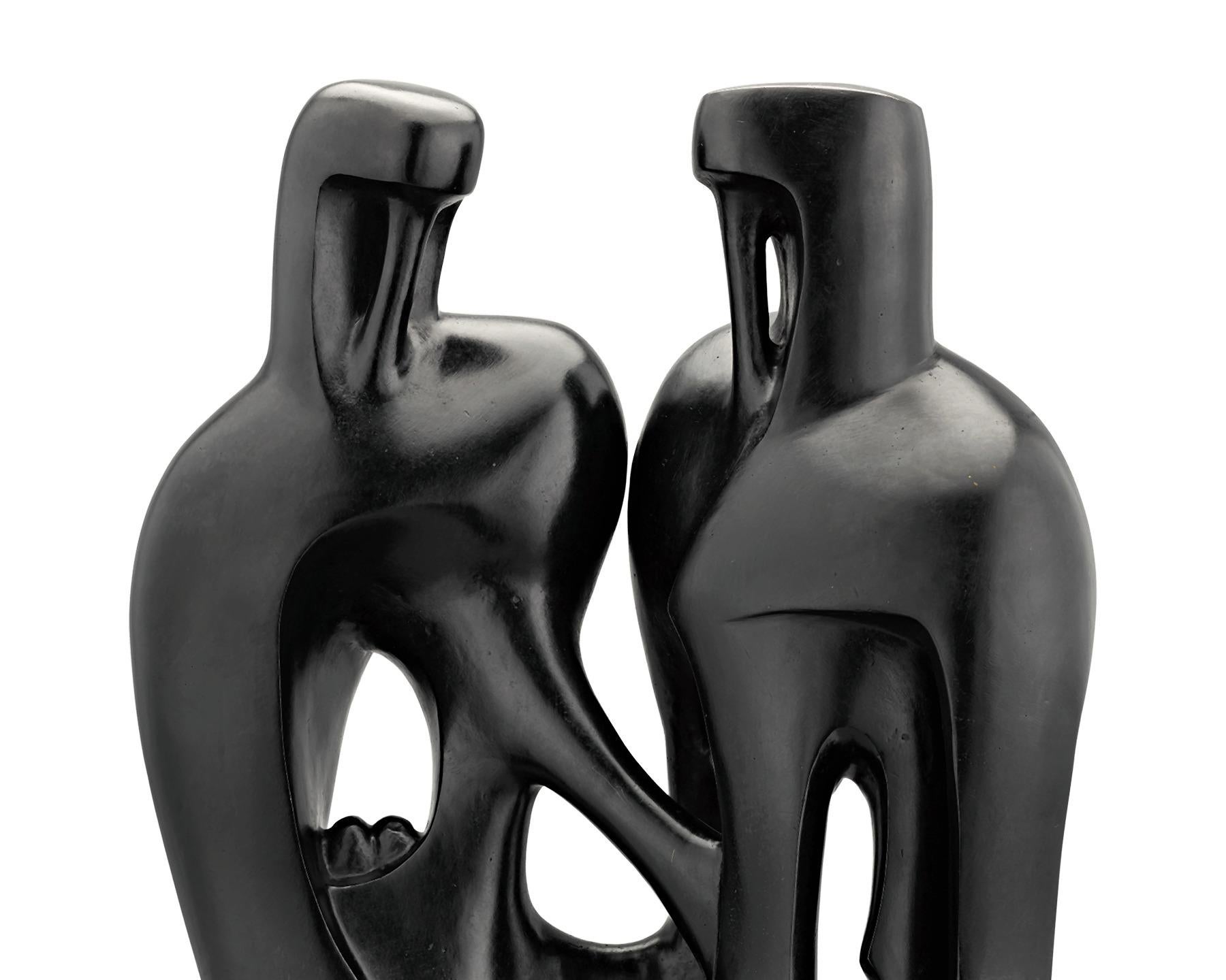 
Infused with a crisp modernity and subtle sensuality, this bronze sculpture by Cuban-born artist Agustin Cárdenas is an exceptional example of late-20th-century Latin American art. Depicting two figures locked in an intimate embrace, Couple