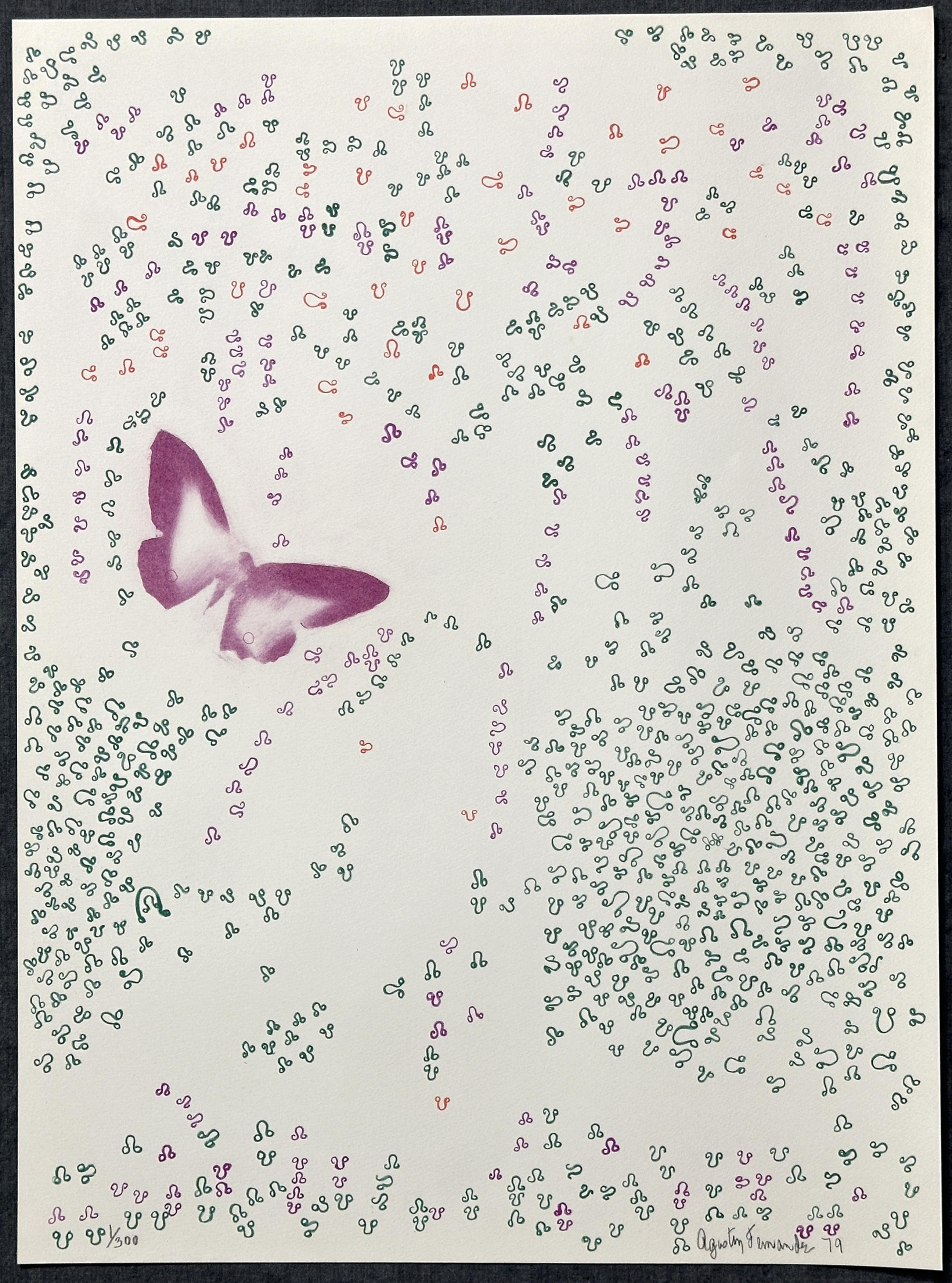 Butterfly Construction  1979 Signed Limited Edition Lithograph - Print by Agustín Fernández