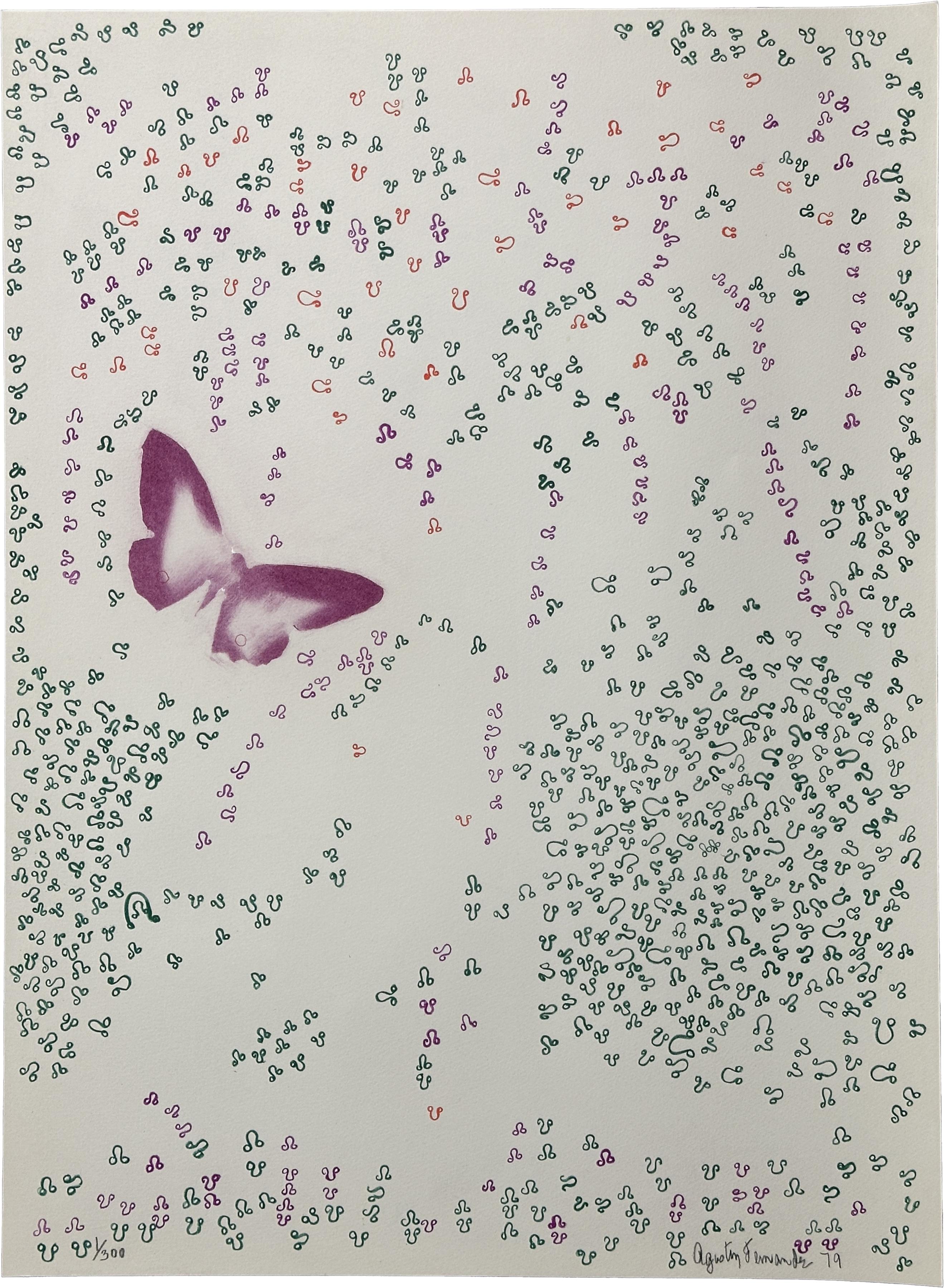 Agustín Fernández Abstract Print - Butterfly Construction  1979 Signed Limited Edition Lithograph