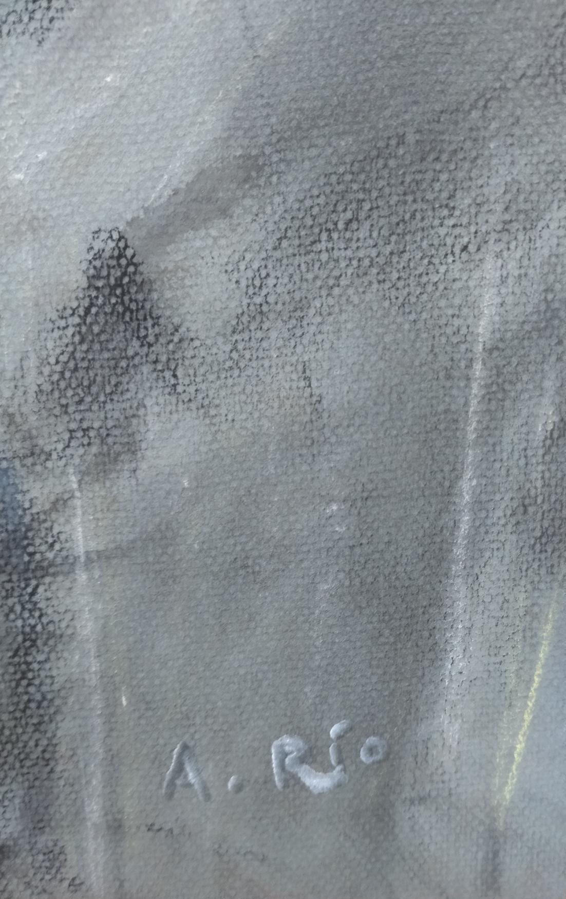 Donas 1.Pittura su carta con pastelli originali - Figurative Painting Grigio di Agustin Rio