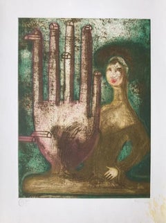 Agustin Bejarano, ¨Tejedoras de mano III¨,2003, Engraving, 30.5x23.2 in