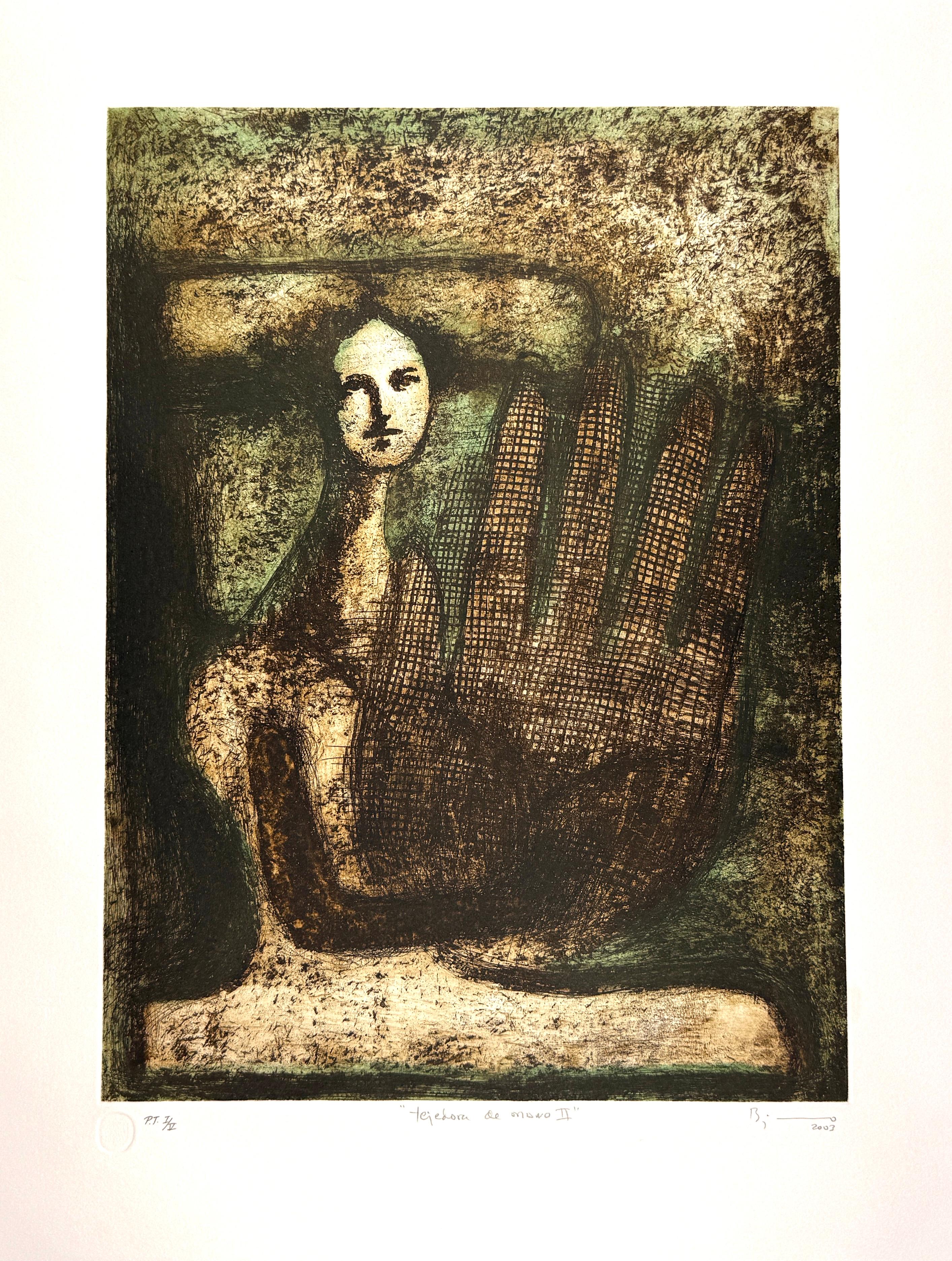 « Hand Knitters II », 2003, gravure originale signée à la main, édition limitée 30x23 pouces.