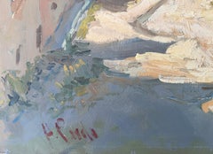 View of a Neighborhood and Hills oil on canvas Spain