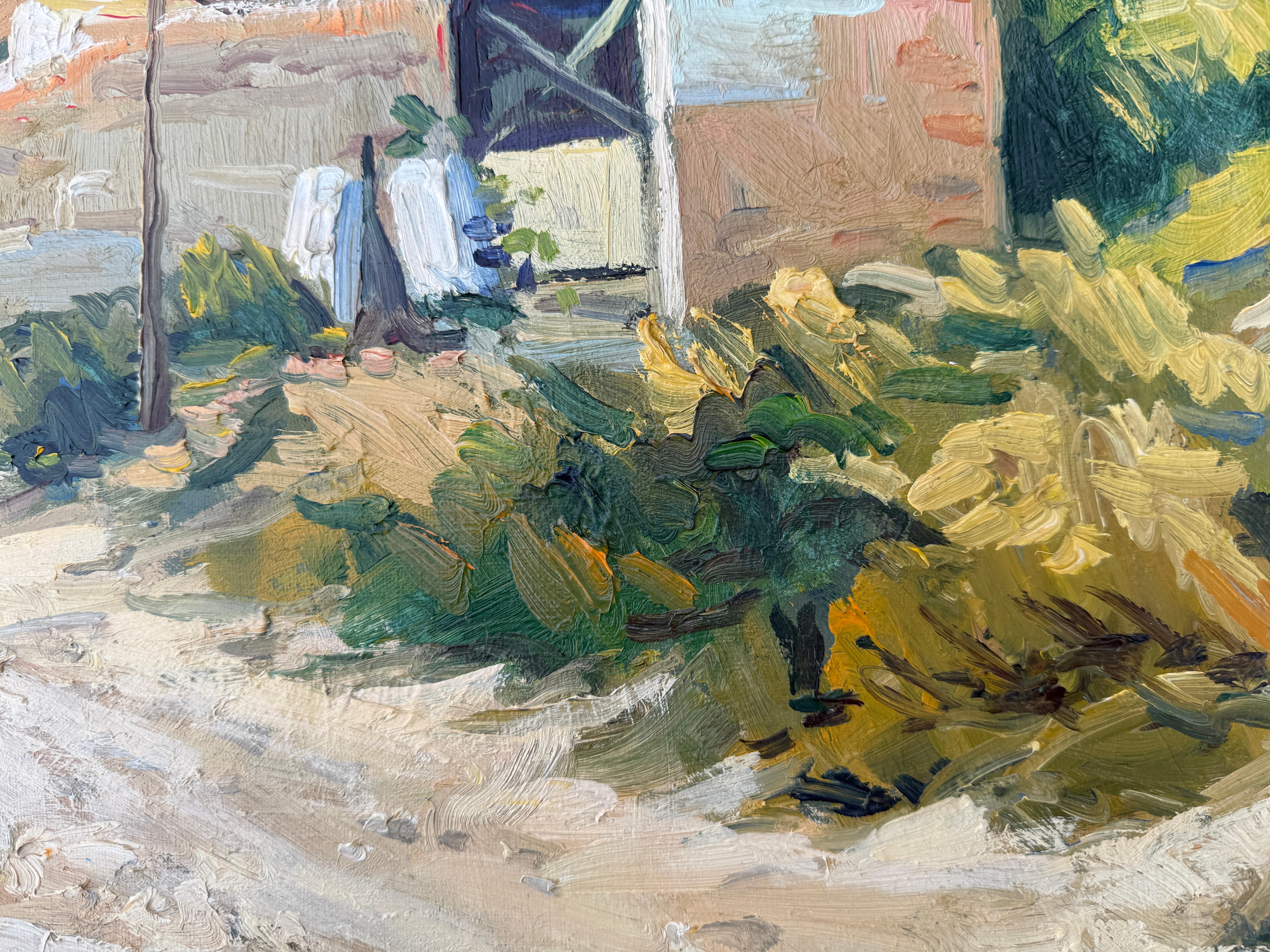 Author: Agustín Pardo de Santayana González (Santander, 1923–1995)
Title: View of a Neighborhood and Hills
Technique: Oil on canvas
Dimensions: 65 × 81 cm (approx. 25.6 × 31.9 in)
Signature: Signed lower left: A. Pardo
Framing: Unframed
Condition: