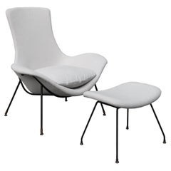Agusto Bozzi for Saporiti Modernist Lounge Chair with Ottoman