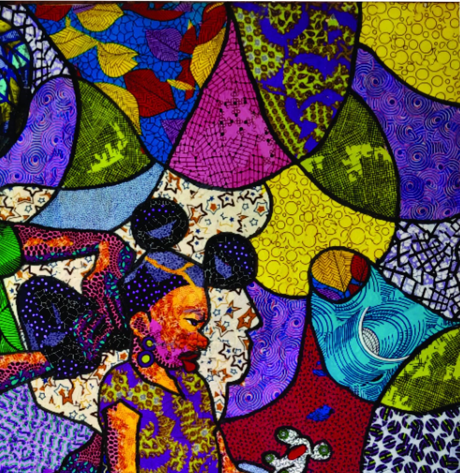Esteticista -Siglo XXI, Contemporáneo, Retrato Figurativo, África Mujer Tela - Portrait Painting Negro de Agwunwa Theophilus
