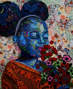 Fioritura in silenzio - XXI secolo, Contemporanea, Figurativa, Donna, Africana