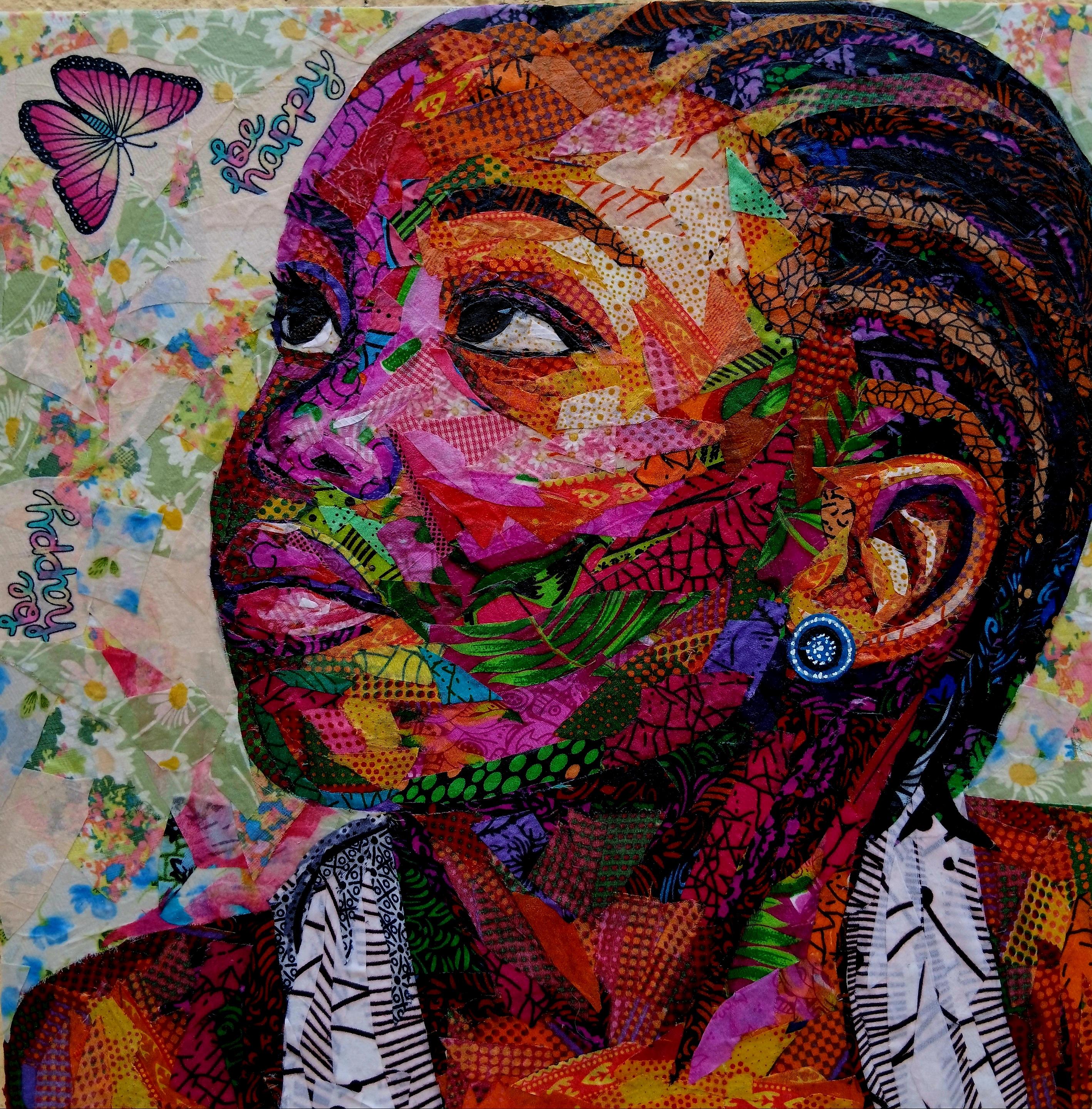 Figurative Painting di Agwunwa Theophilus - Echi di speranza - XXI secolo, contemporaneo, figurativo, tessuto, africano
