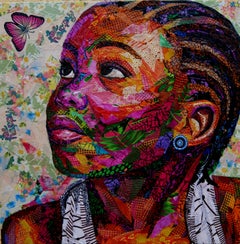 Ecos de esperanza - Siglo XXI, contemporáneo, figurativo, tela, africano